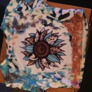 Tye dye mystical lotus cheetah sunflower  top